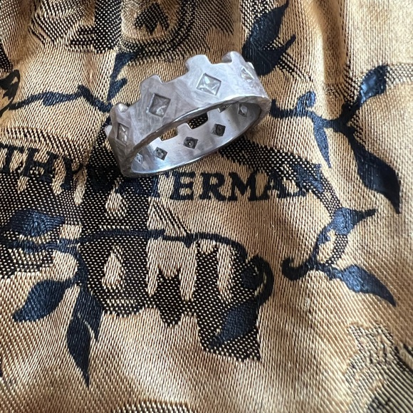 Cathy Waterman Platinum Princess Cut Diamond Turret Crown Stacking Band Ring!!! - Picture 3 of 17